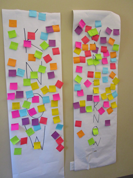 sticky-notes on a wall