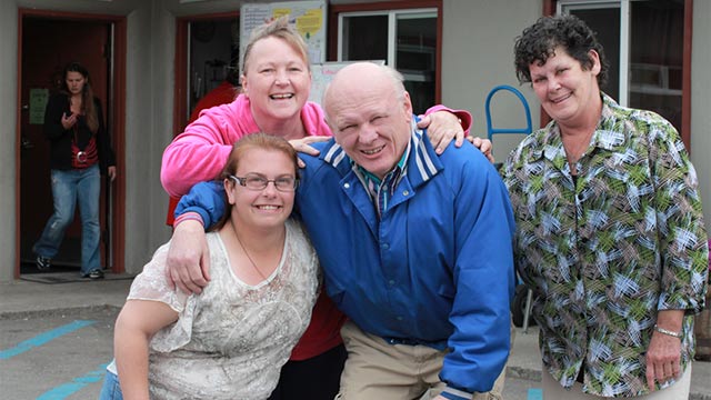 Ron Hauenstein visits with ladies from the Crisis Shelter for Women & Children