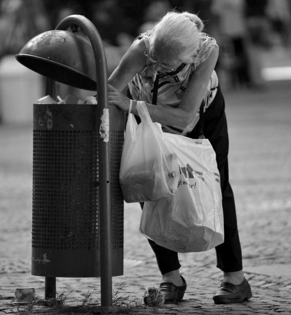 woman in trash