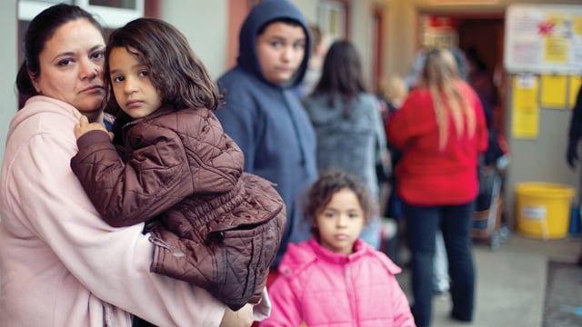 Elizabeth and her kids at the shelter