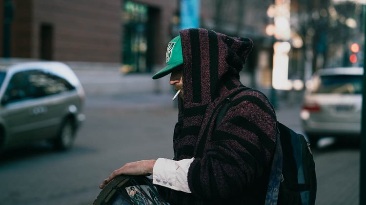 man playing drum