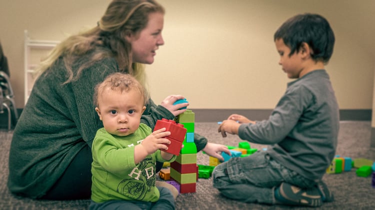 Crisis Shelter Childcare - Playing with Blocks-1