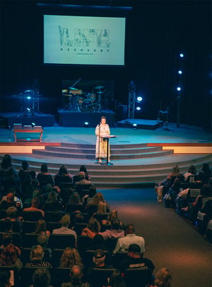 Heather speaking at Commencement