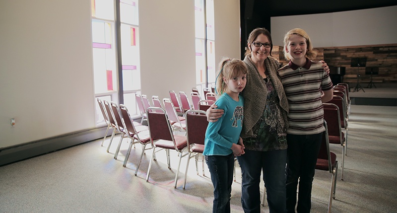 Caden, right, and Teryn with Pam, the pastor who oversees Liferoads Church's team that conducts UGM Camp.