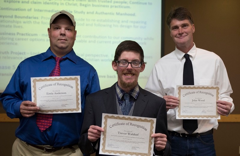 Ernie, Trevor, and John celebrate completing Phase 4 of recovery.