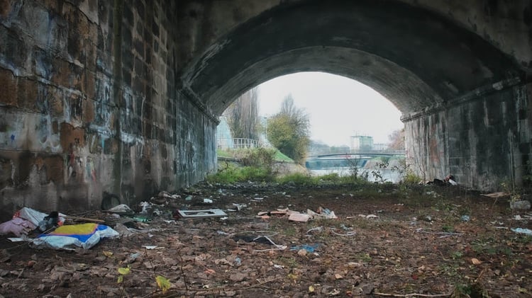 trash under bridge