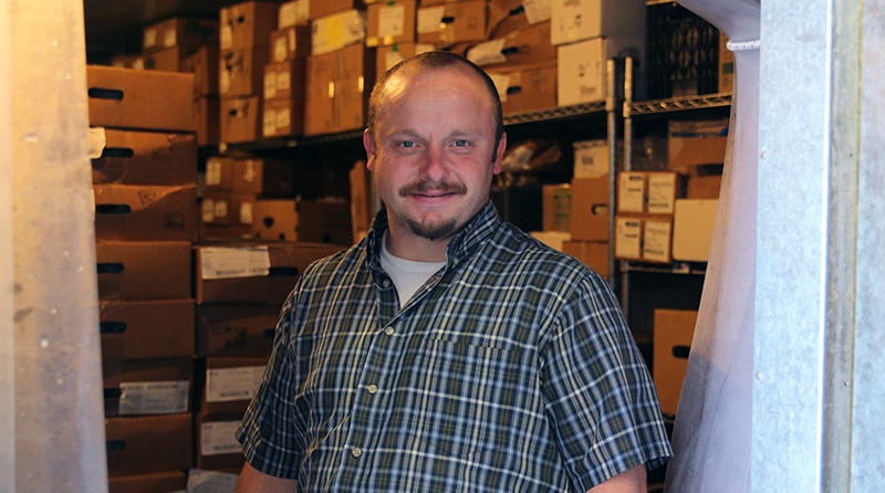 Residents of the Men's Shelter respond well to being given responsibilities, like David works in warehousing.