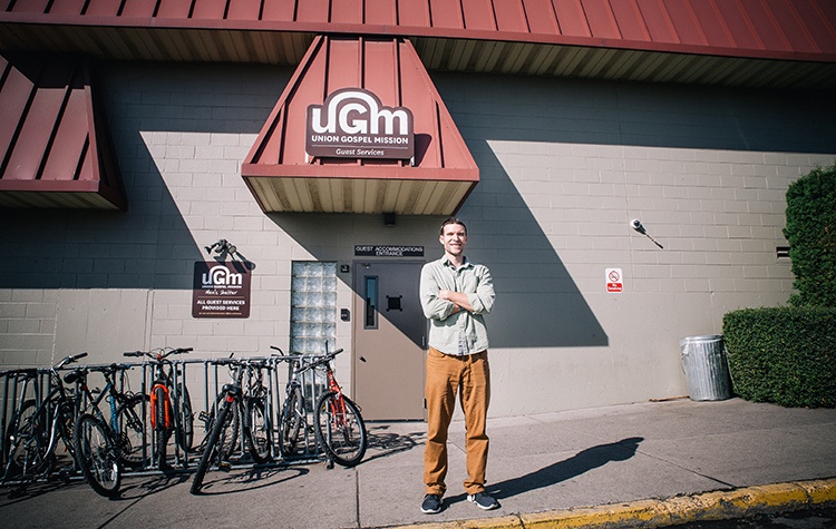 Matt Lewis helps the homeless at UGM, sharing the passionate love of a good God at the Men's Shelter.