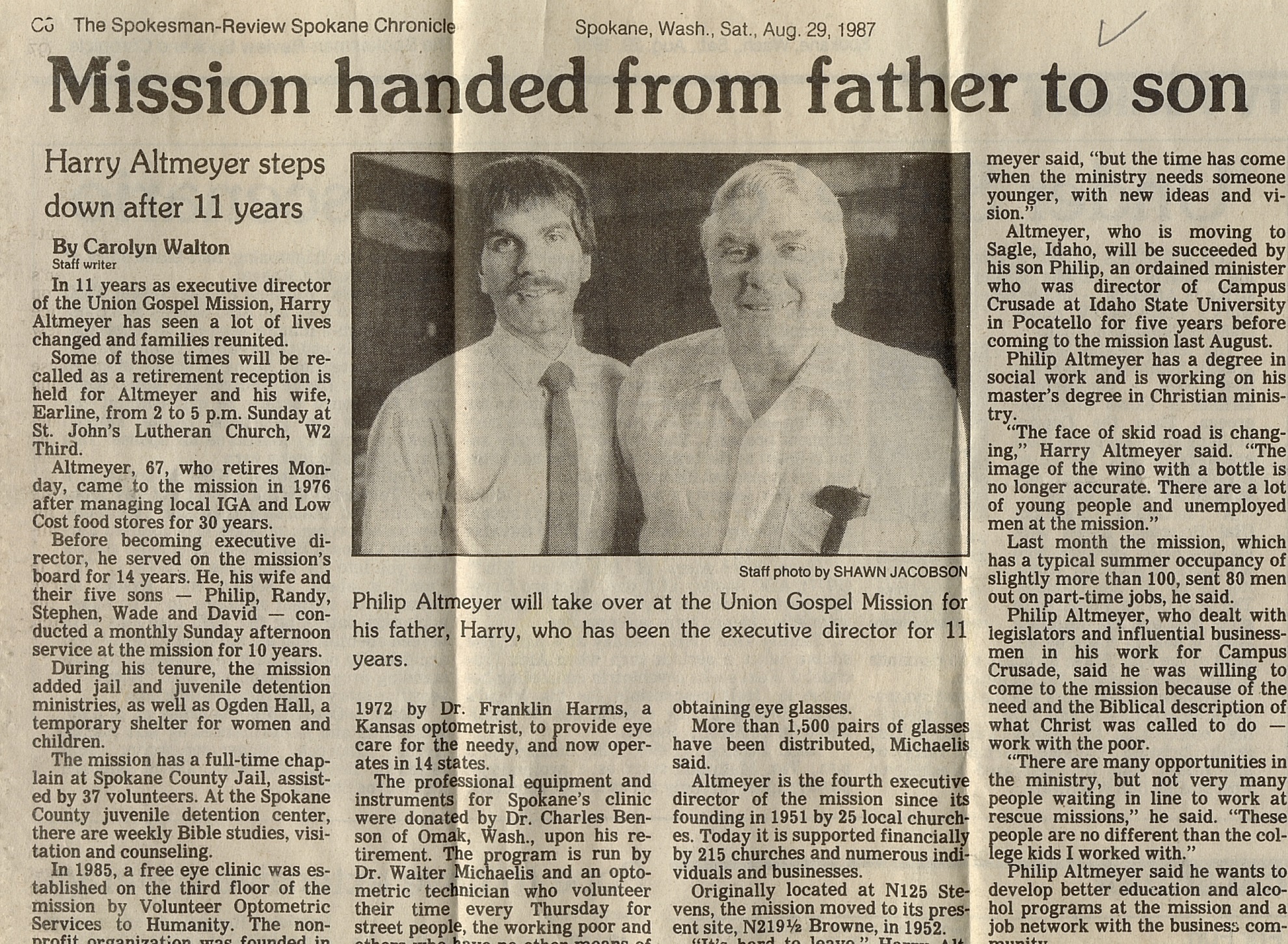 mission handed from father to son clipping.small