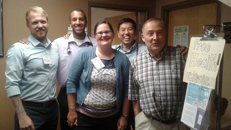 Dr. Merkeley, Margaret Bruce and other UW medical students get ready for their first Saturday at UGM Clinic.