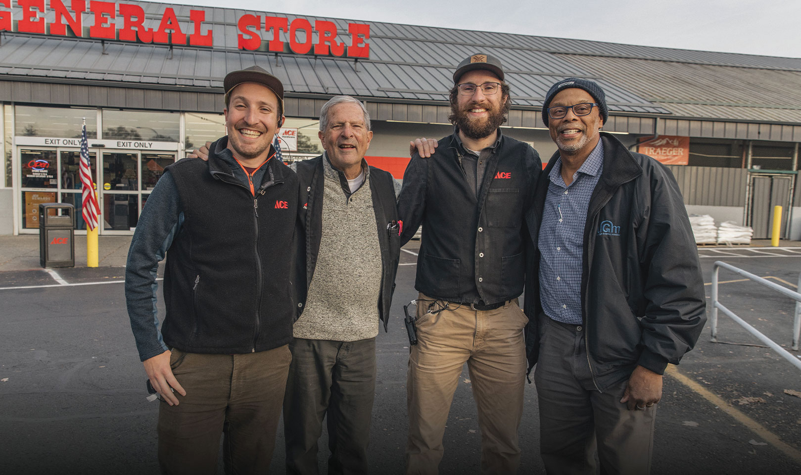 General Store owner Bruce Barany and his sons, Tom and Miles with UGM's Danny Beard