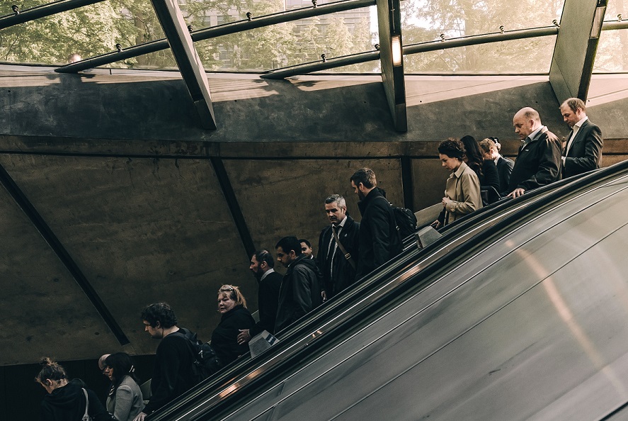 people on escalator